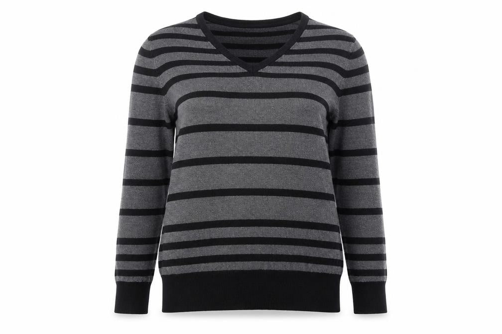 Petite Collection Womens Grey Striped  Pullover Jumper Size 18