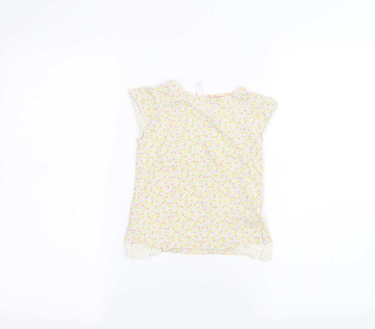 Mothercare Girls White Floral  Basic T-Shirt Size 3-4 Years