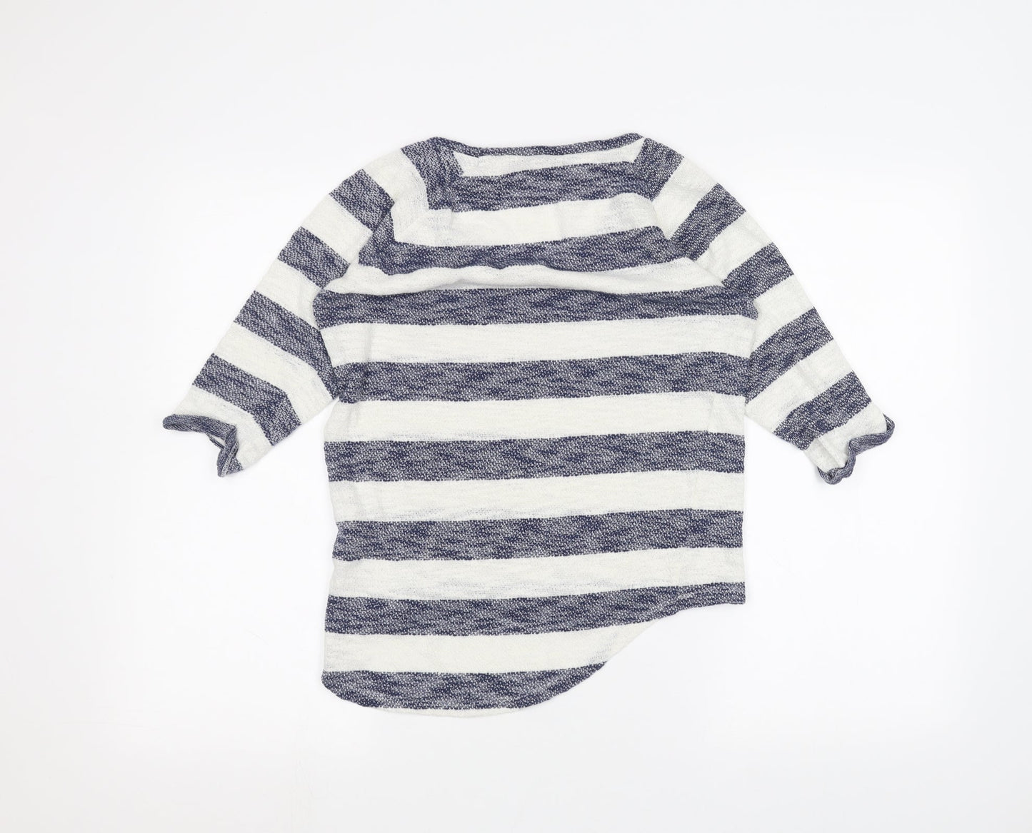 TU Womens White Striped  Basic T-Shirt Size 8