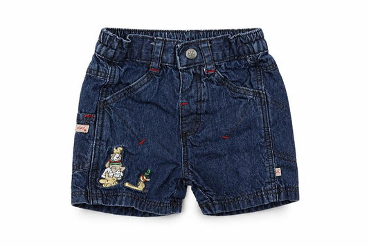 Front view of Mothercare boys’ blue cropped jeans, size 0-3, months