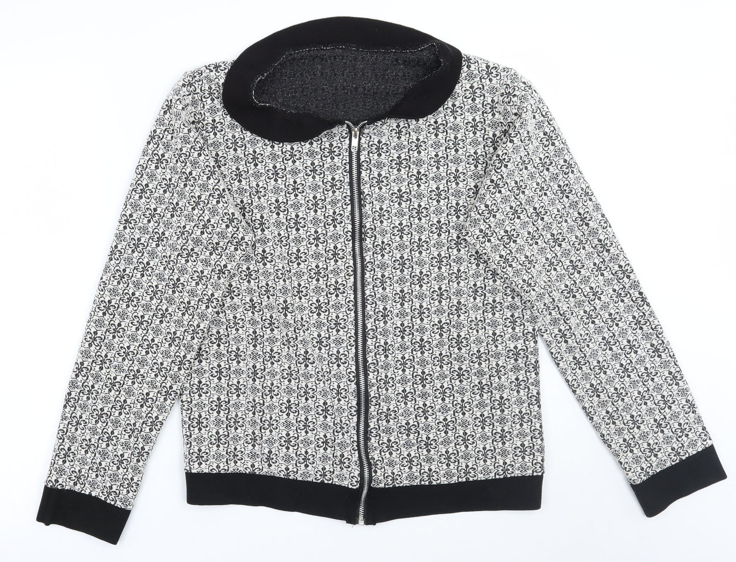 Preworn Womens White Geometric  Jacket Coatigan Size M