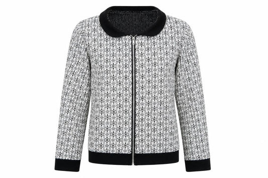 Preworn Womens White Geometric  Jacket Coatigan Size M