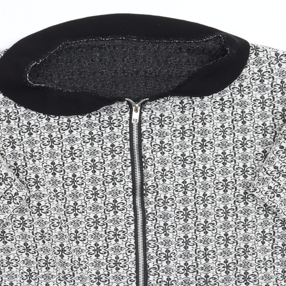 Preworn Womens White Geometric  Jacket Coatigan Size M