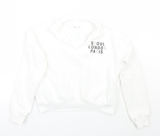 H&M Girls White   Pullover Jumper Size 12 Years