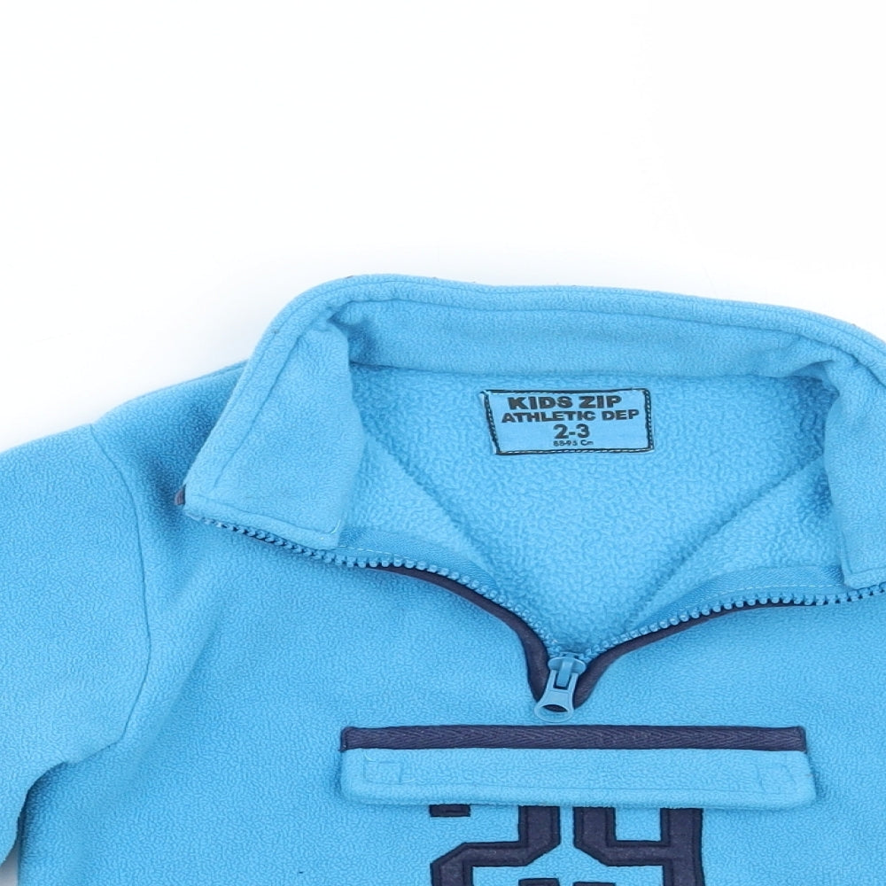 Kids zip Boys Blue   Pullover Jumper Size 2-3 Years
