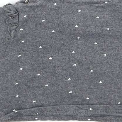 Brand and care label for Disney girls’ grey basic t-shirt, size 0-3, months