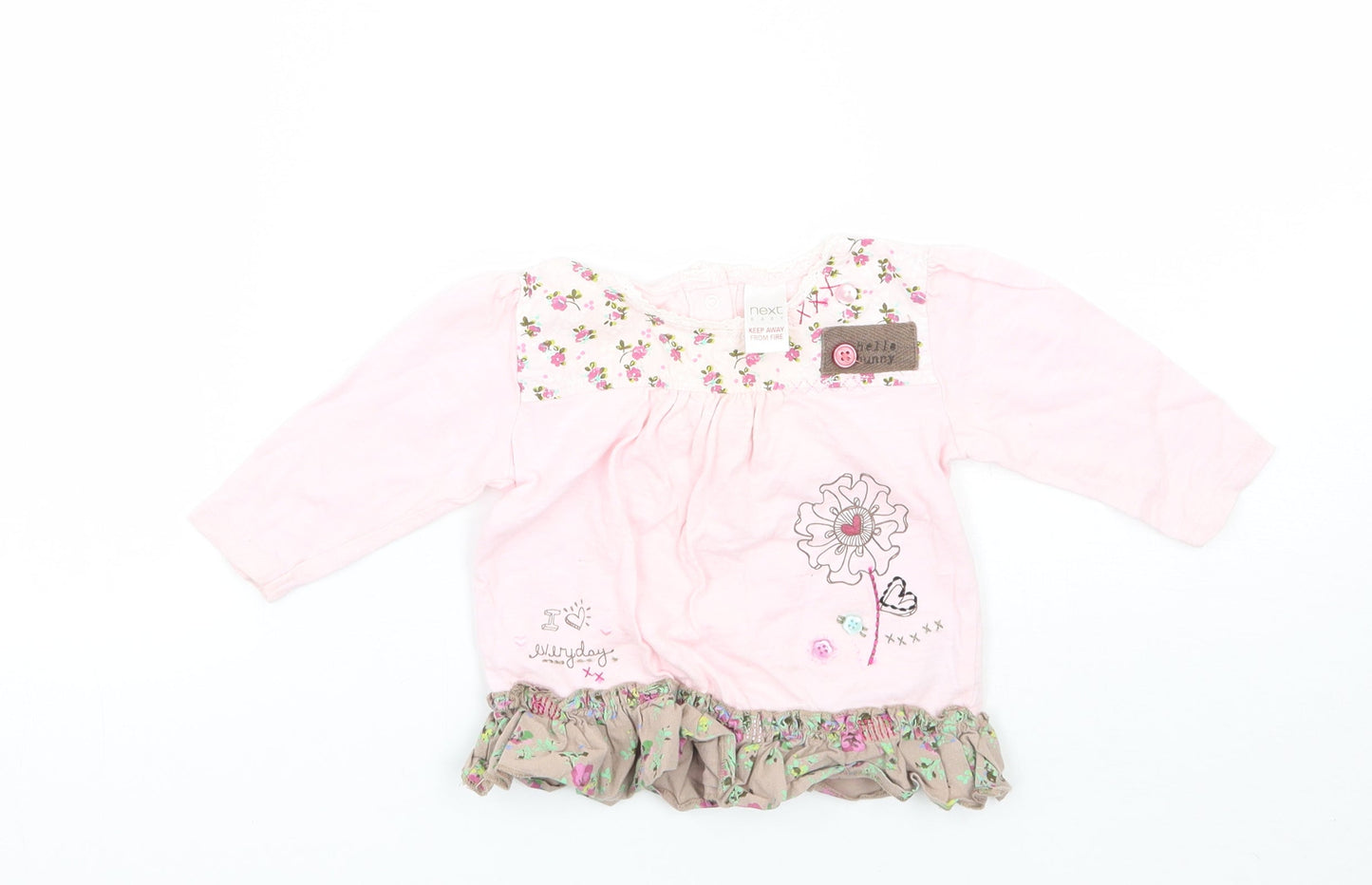 NEXT Girls Pink Floral  Basic T-Shirt Size 3-6 Months