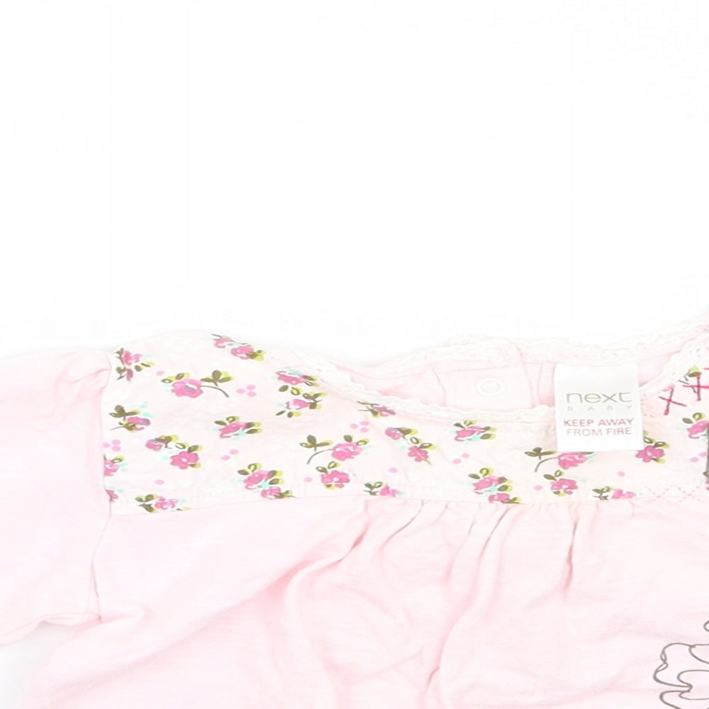 NEXT Girls Pink Floral  Basic T-Shirt Size 3-6 Months