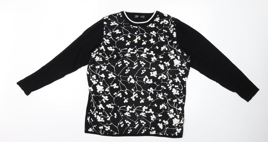 Preworn Womens Black Floral  Pullover Jumper Size M