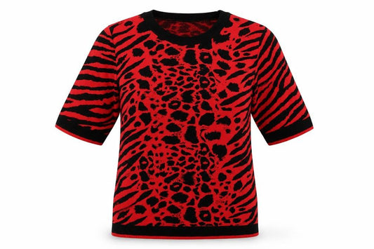 Next Womens Red Animal Print  Pullover Jumper Size 10