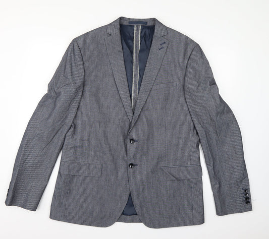 Marks and Spencer Mens Grey Striped  Jacket Suit Jacket Size L