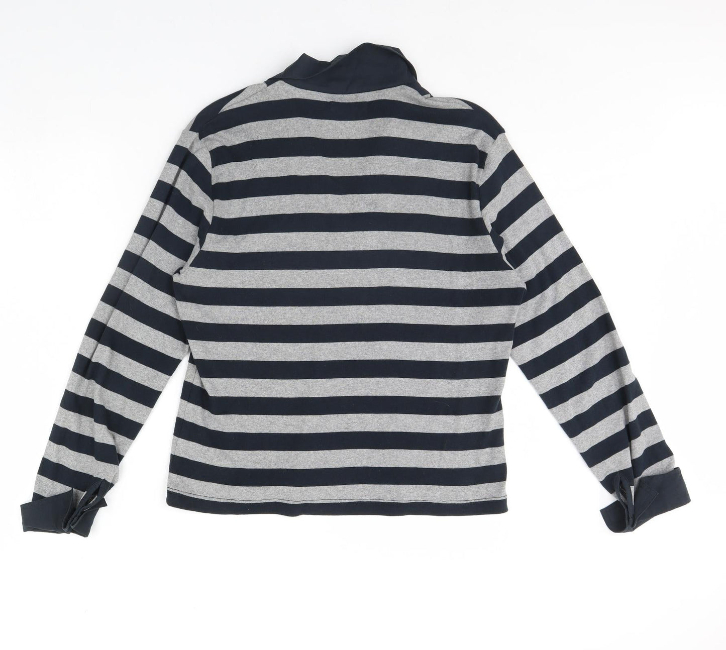 M&Co Womens Blue Striped  Basic Blouse Size XL