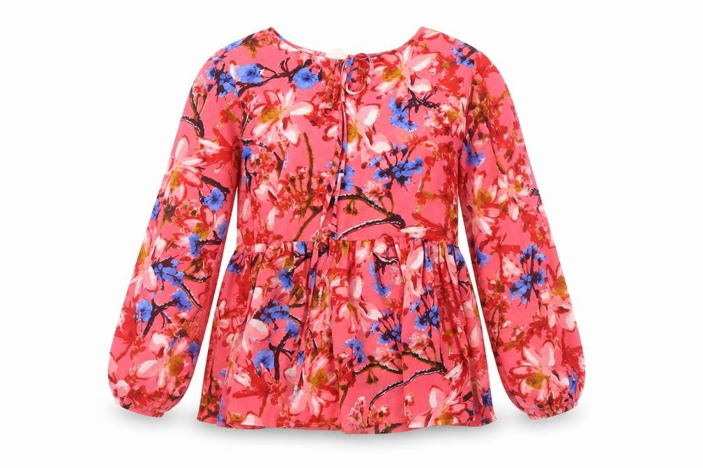 sera Womens Pink Floral  Basic Blouse Size S