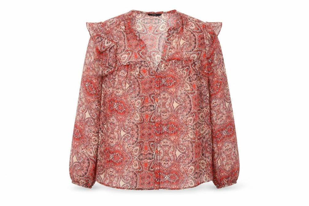 George Womens Red Fair Isle  Basic Button-Up Size 10
