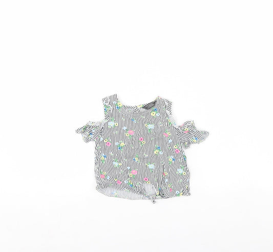 Primark Girls White Striped  Basic Blouse Size 2 Years