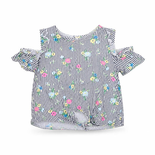 Front view of Primark girls’ white striped basic blouse, size 2, years