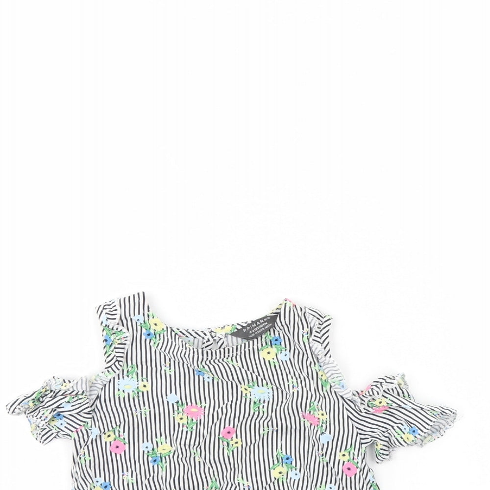 Primark Girls White Striped  Basic Blouse Size 2 Years