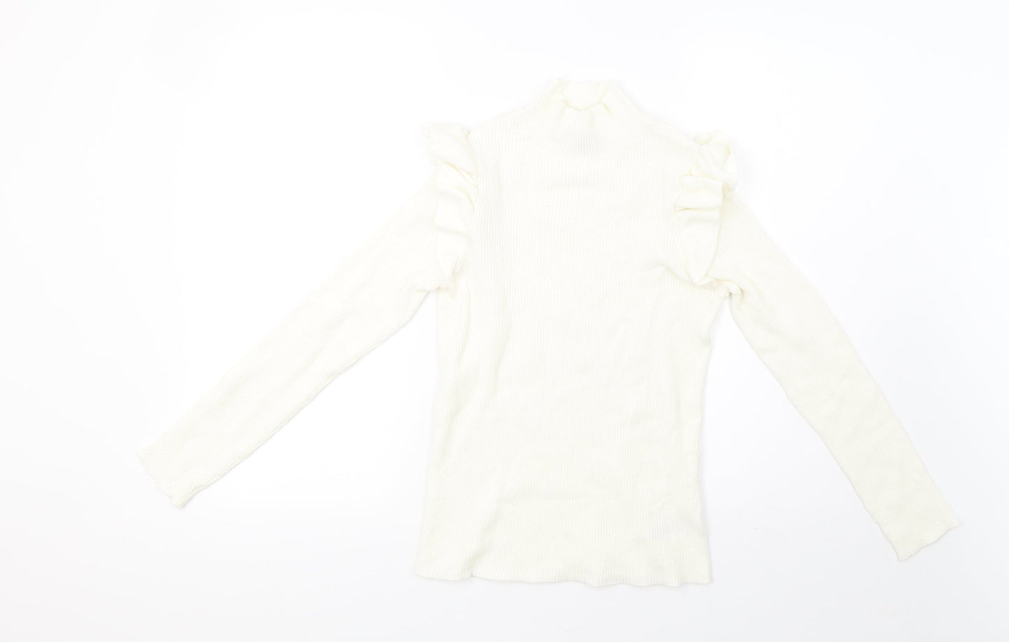F&F Womens White  Knit Pullover Sweatshirt Size 12