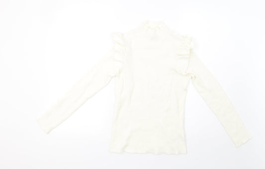F&F Womens White  Knit Pullover Sweatshirt Size 12