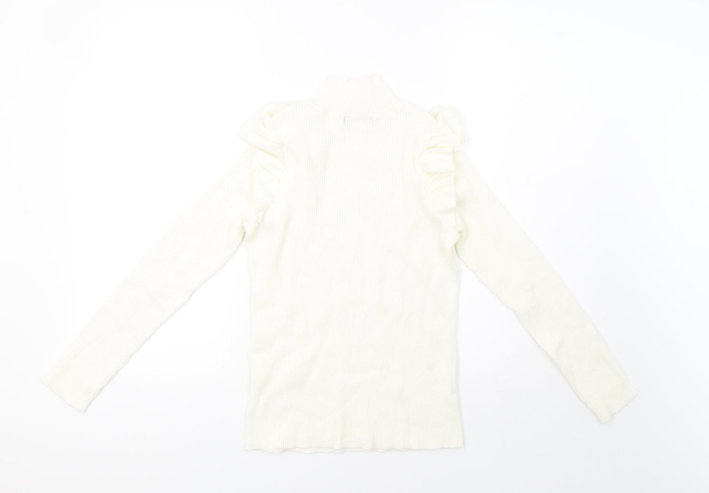 F&F Womens White  Knit Pullover Sweatshirt Size 12