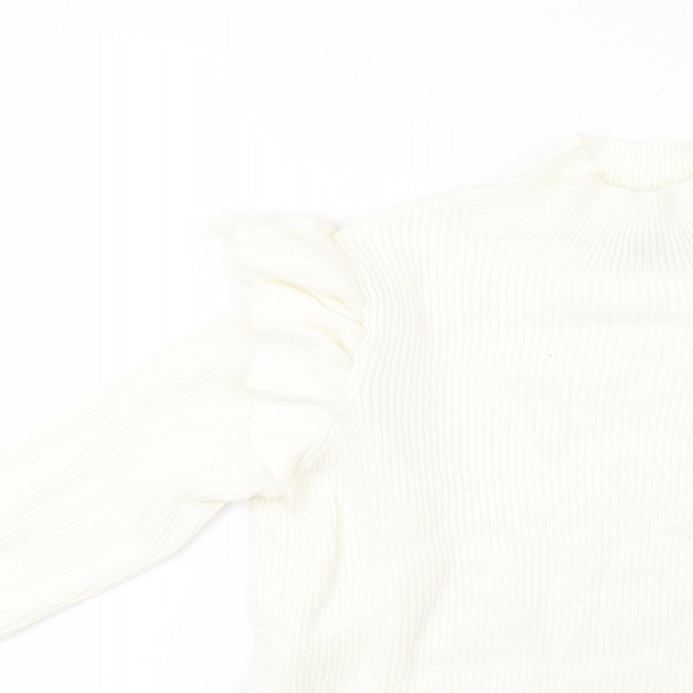 F&F Womens White  Knit Pullover Sweatshirt Size 12