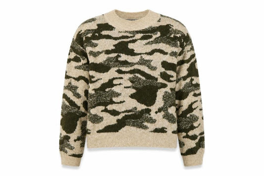 Primark Womens Brown Camouflage Knit Pullover Sweatshirt Size 12