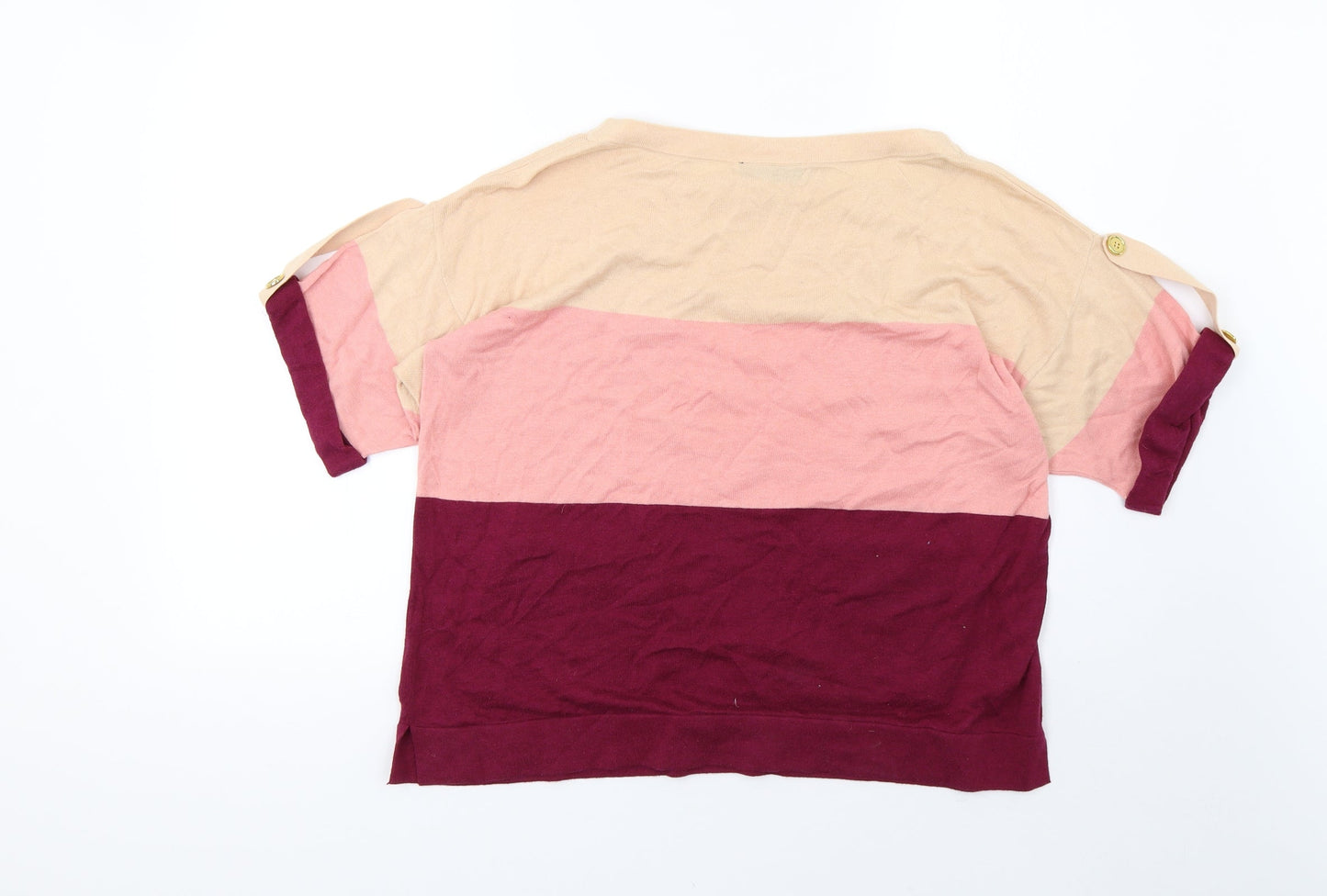 Warehouse Womens Purple Striped Knit Basic T-Shirt Size 12