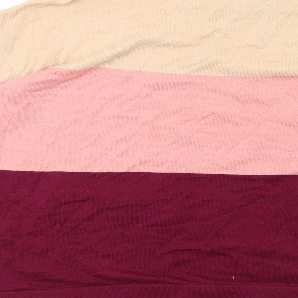Warehouse Womens Purple Striped Knit Basic T-Shirt Size 12