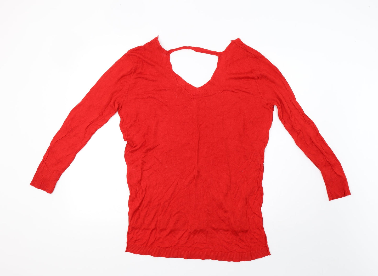 Peacocks Womens Red  Knit Pullover Sweatshirt Size 16