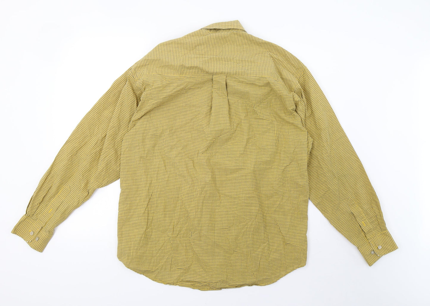 Haggar Mens Yellow Check   Button-Up Size M