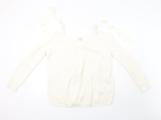river island  Womens White  Knit Pullover Sweatshirt Size 10
