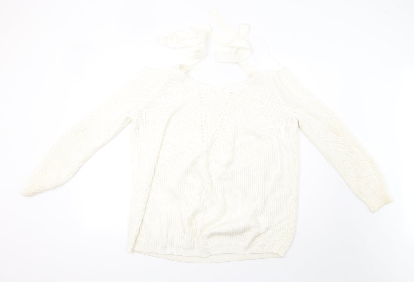 river island  Womens White  Knit Pullover Sweatshirt Size 10