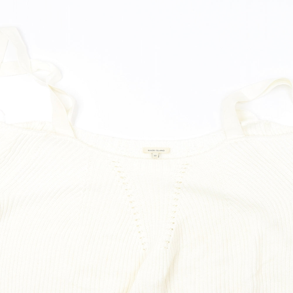 river island  Womens White  Knit Pullover Sweatshirt Size 10