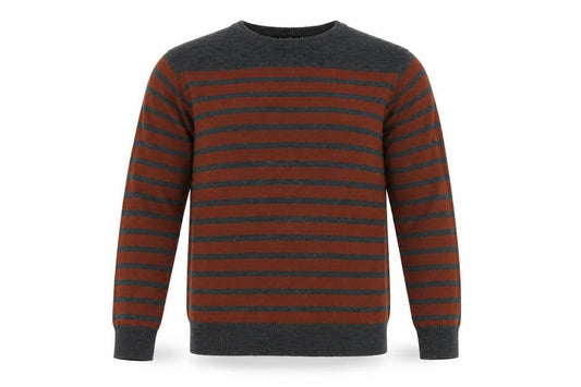 Cedar Wood State Mens Brown Striped Knit Pullover Sweatshirt Size XS