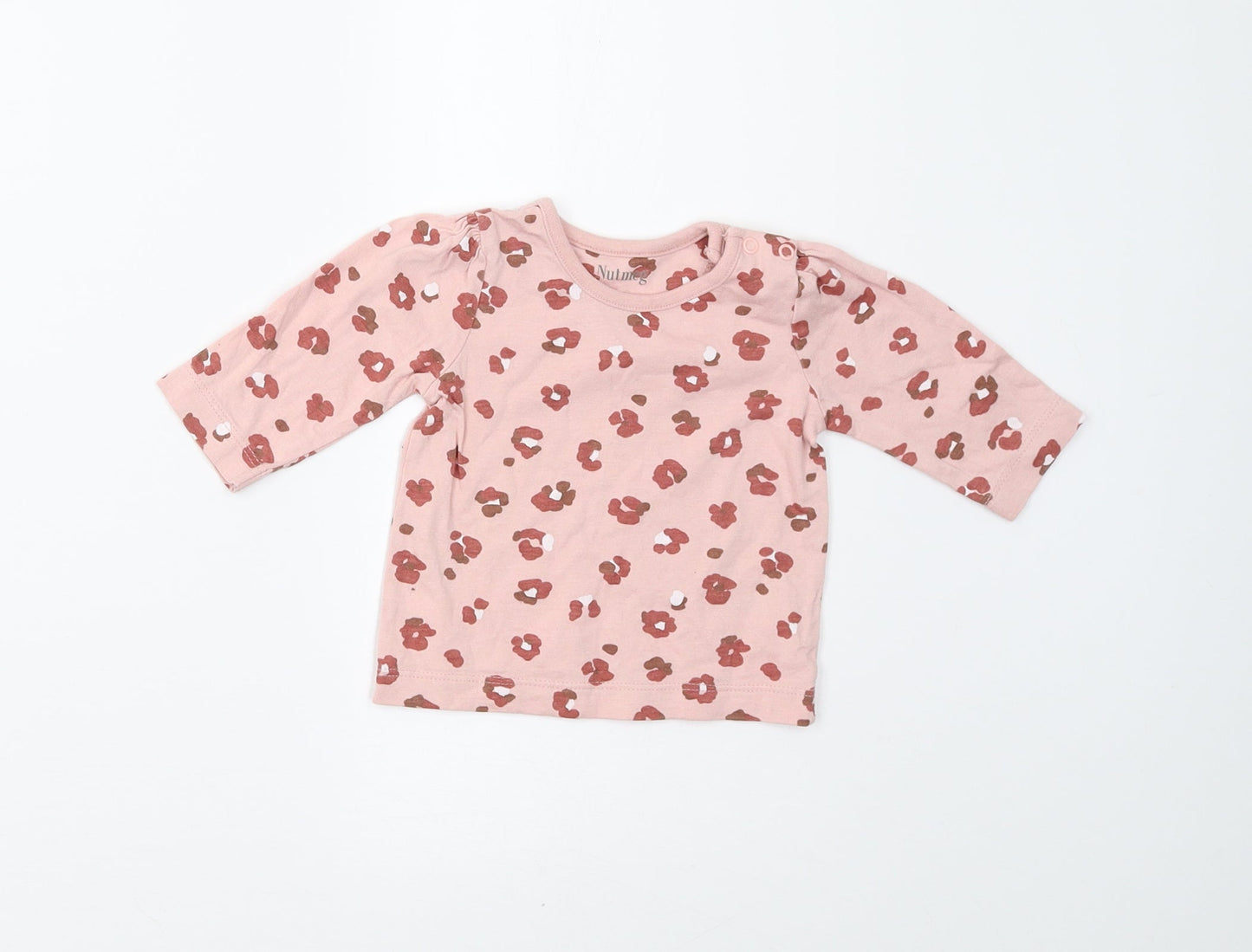 Nutmeg Baby Pink Floral  Basic T-Shirt Size 0-3 Months