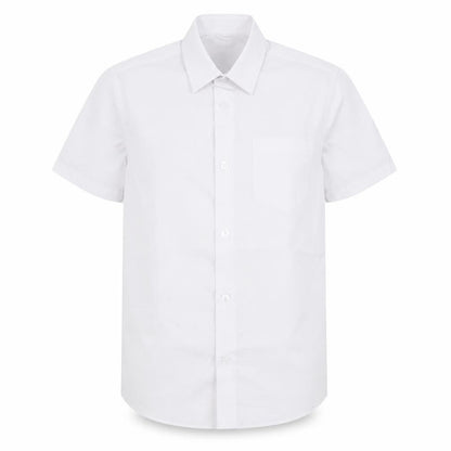 Front view of George girls’ white basic button-up, size 7-8, years
