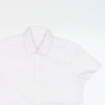 Close-up detail of George girls’ white basic button-up, size 7-8, years
