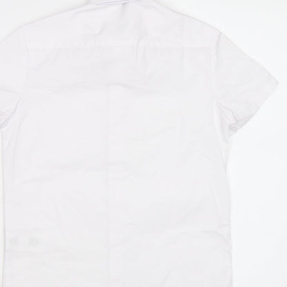 Brand and care label for George girls’ white basic button-up, size 7-8, years