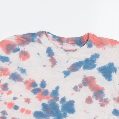 Close-up detail of Matalan girls’ multicoloured batik basic polo, size 7, years