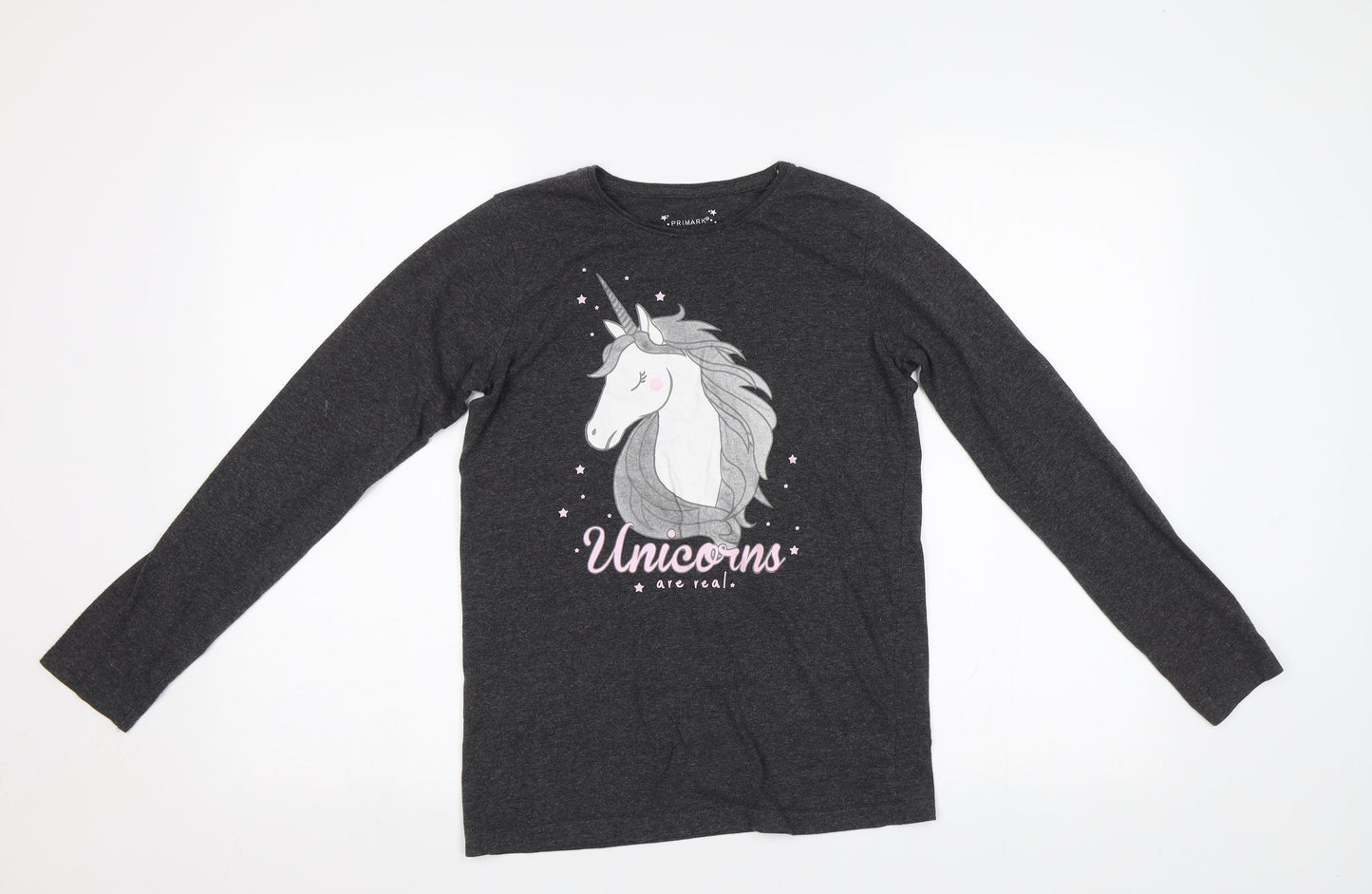 Primark Girls Grey   Top Pyjama Top Size 12 Years  - Unicorn