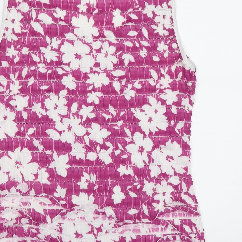 Soon Womens Purple Floral  Basic Tank Size 14