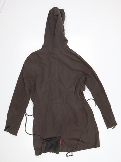Back view of Linea women’s brown overcoat coat, size UK 10