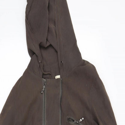 Close-up detail of Linea women’s brown overcoat coat, size UK 10