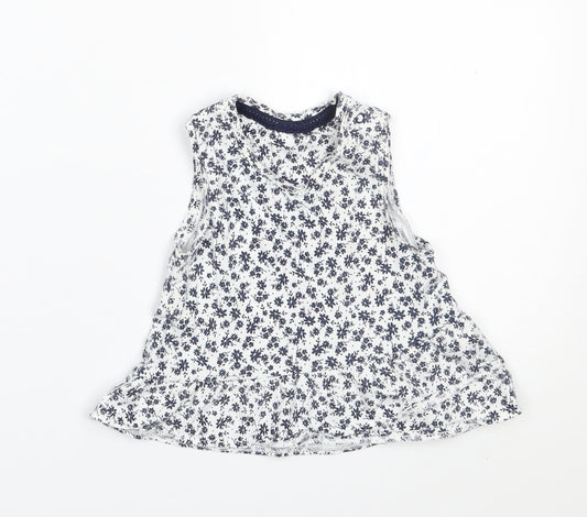 Mothercare Girls Grey Floral  Basic Blouse Size 12-18 Months