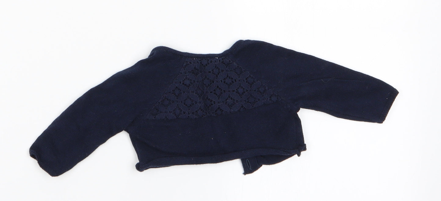 NEXT Girls Blue   Cardigan Jumper   - Lace Back Panel