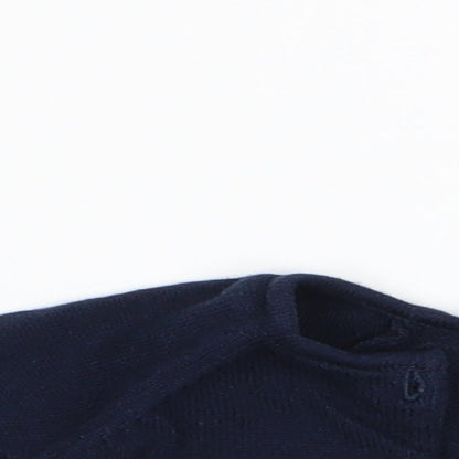 Close-up detail of Next girls’ blue cardigan jumper - lace back panel