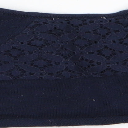 Brand and care label for Next girls’ blue cardigan jumper - lace back panel