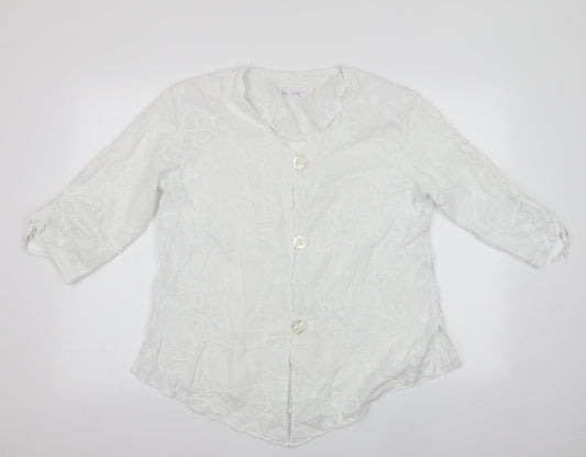 New Jersey Womens White Floral  Basic Blouse Size M