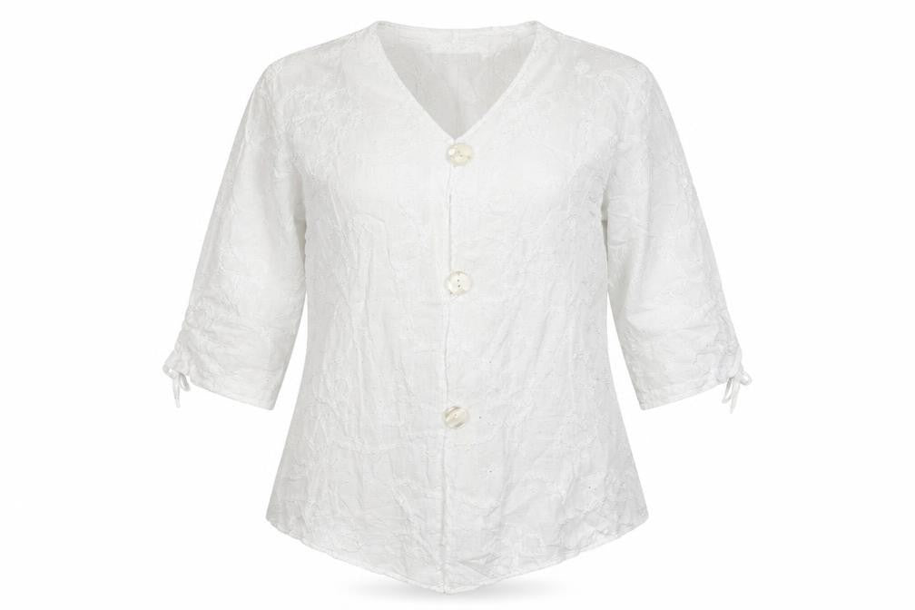 New Jersey Womens White Floral  Basic Blouse Size M