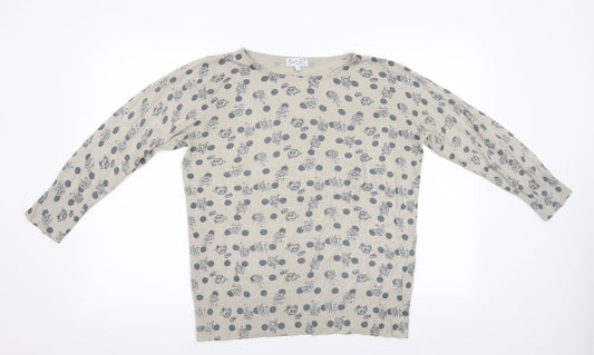 NEXT Womens Beige Floral  Pullover Jumper Size 14